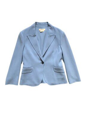 Michael Kors Collection Blazer Jacket Womens 8 Blue One Button Virgin Wool Italy